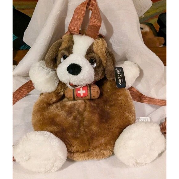 St. Bernard Dog Backpack Plush Tags Cotfer Geneve Swiss Collection Bag Toddler - Picture 14 of 14